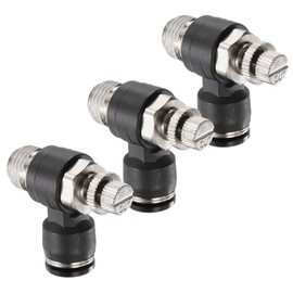 HARFINGTON 3pcs Air Flow Control Valve 8mm Tube OD x 1/4" PT Thread Push to Connect Fitting Air Line Fitting Elbow 90 Degree Speed Control Valve Adapter Fitting