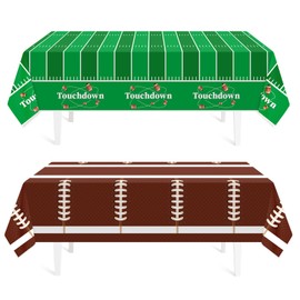 Football Party Decorations,2 Pack Football Tablecloth Disposable Plastic Tablecloth 54" x 108",Football Birthday Party Decor,Football Table Cloth for Rectangle Tables,Football Party Supplies for Home