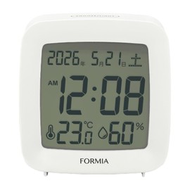 Formia HT-042WH Table Clock, Easy to Read, Temperature, Humidity, Date, Day, Electronic Sound, Snooze Light, Digital, Houdogaya Electronics, White