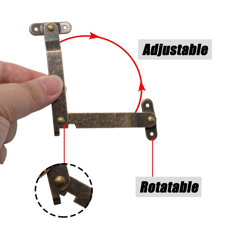 Adyoney 4 Pcs Medium Antique Brass Lid Folding Support Hinges