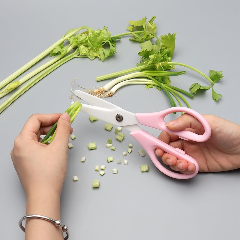 Pink Ceramic Scissors 8" Kitchen Scissors Blade Metal Free Lab