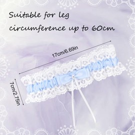 Fjgyjt Blue Wedding Garter Floral Lace One Size Elastic Bridal Garters with bow