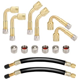 Linkstyle 6 Piece Tyre Valve Extension Set, Car Valve Copper Valve Adapter 45 90 135 Degree Angle Valve with 2 Pieces 180 mm Flexible Rubber Tyre Valve Extension for Car Motorcycle Bicycle