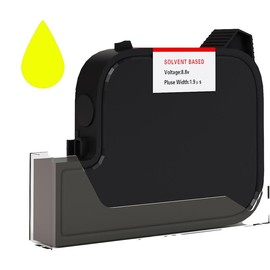 Handheld Inkjet Printer with 42ml Quick-Drying Ink Cartridge, Upgraded Handheld Printer Gun for Text, QRCode, Barcode, Batch, Number, Logo, Image for Any Surface (12.7mm Print Height):_Yellow ink cartridge