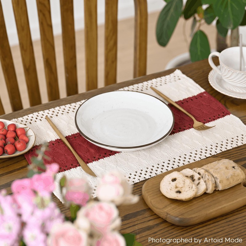 Rose Red Farmhouse Rustic Placemats Set of 4-12x18 Inch