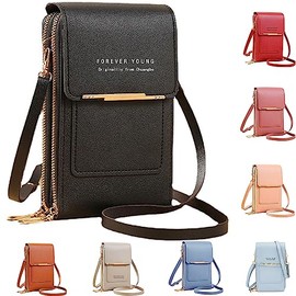 Anti-Theft Leather Bag,Small Crossbody Cell Phone Purse Wallet for Women,Touchscreen Phone Purse Crossbody with Shoulder Strap,RFID Blocking Messenger Shoulder Handbag with Credit Card Slots