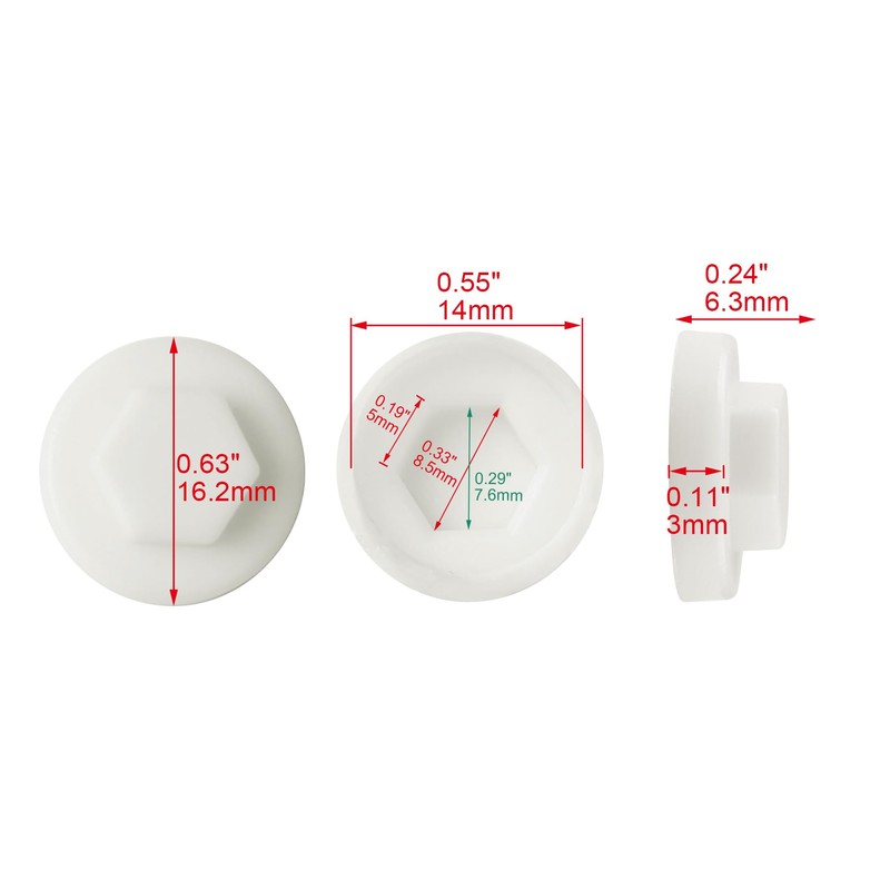 400 Pack White 8mm Roofing Screw Caps – Durable Plastic
