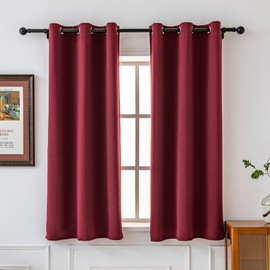 Pickluc Grommet Blackout Curtains for Bedroom and Living Room 2 Panels Set, Thermal Insulated Room Darkening Curtains, Burgundy Red, 42 x 54 Inch
