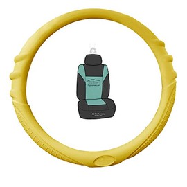 FH Group FH3003 Silicone Steering Wheel Cover with Grip Marks, Yellow -Universal Fit for Cars Trucks and SUVs