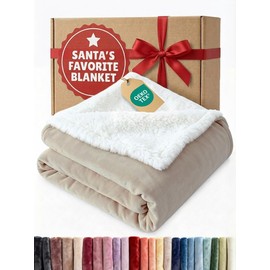 Sherpa Fleece Blanket Queen Size - Reversible Sherpa Fleece Queen Blanket - Super Soft Double Sided for Bed, Sofa, Couch - Thick, Warm, Fuzzy & Plush - Luxurious Bedding for Winter - Cream, 90" x 90"