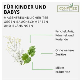 Konfitee Mild Belly Well Tea with Anise & Fennel 100 g I Organic Herbal Tea I from 3rd Month I Premium Children's Tea Against Abdominal Pain I Baby Tea without Additives & Flavourings I Vegan & Gluten
