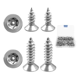 180 pcs M4x12mm M4x16mm Self Tapping Concrete Screws, Universal Security Screws, Torx Screw For Wood Stainless Steel Torx Head Wood Screw with Clear Box for Door, Window, Furniture