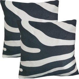 Aitliving 2PCS Pack Decorative Pillowcase Zebra Animal Stripe 43X43cm Dark Gray Black and White Embroidered Cushion Cover Throw Pillow Cover Grey Black Modern Pattern Animal Stripes Chic Zebra Pillow
