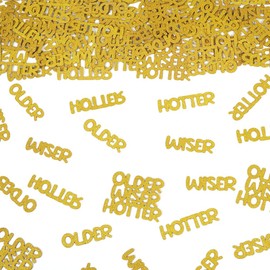 Older Wiser Hotter Glitter Confetti for Gold Birthday Party Table Scatters, Sprinkling Decorations for Women Men 25th 30th 40th 50th 60th 70th 80th Birthday Anniversary Paper Confetti (100 PCS)