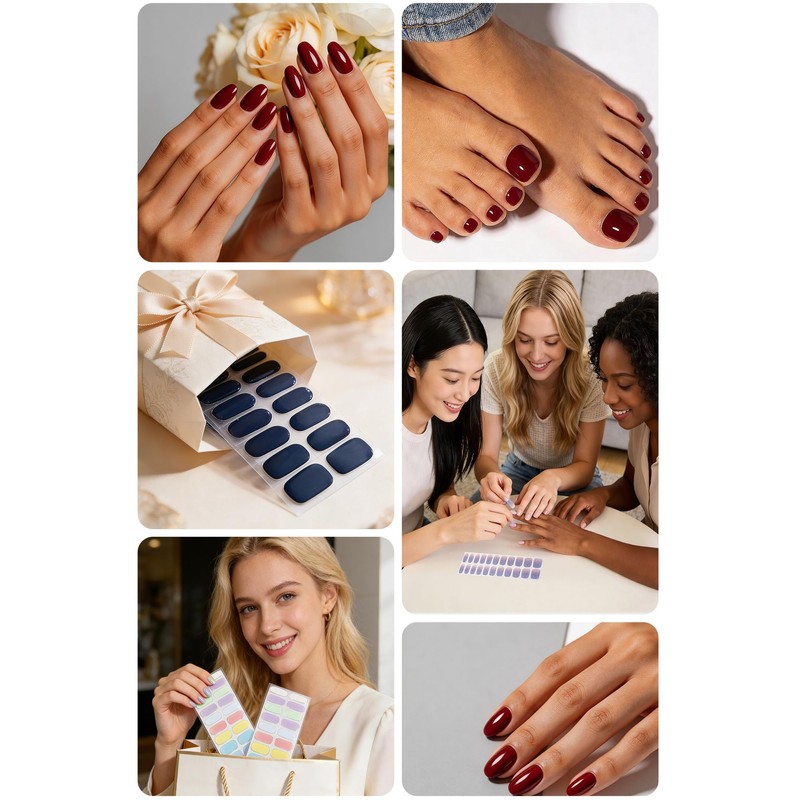 Gel Nail Strips 44Pcs, No UV/LED Lamps Needed, Pre-Cured Nail