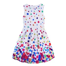21KIDS Girls Kids Casual Dress Paint Colorful Dots A Line Sleeveless Dresses for Girls, 6 Years