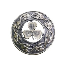 AAR Men,s Scottish Irish Shamrock Kilt Brooch Fly Plaid Antique Finish 3" (7cm) diameter S