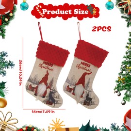 Valicaer Gnomes Christmas Decorations Stocking,2Pcs Christmas Stockings for Xmas Tree Decoration Gift Treat Bags Pouch Bag Xmas Hanging Stockings for Fireplace Candy Pouch Bag Ornament for Kids Adults