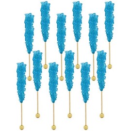 Fruidles Rock Candy Lollipops Pops Candy Suckers, Color and Flavor Assortment, 6.5" (Blueberry, 12-Pack)