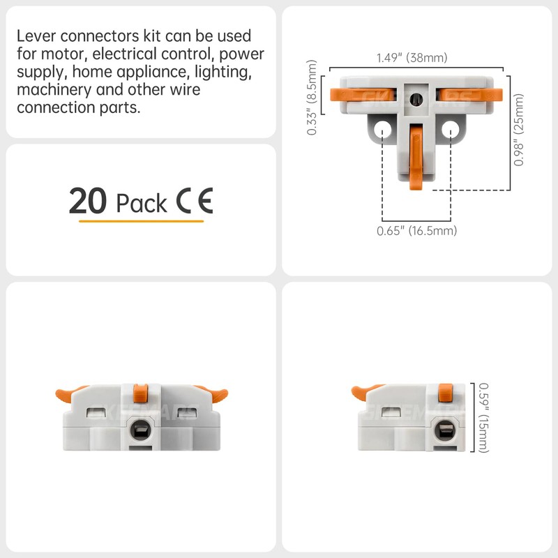 GKEEMARS 20Pcs 3 Way T Tap Wire Connectors, Quick Wire