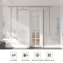 EaseLife 4FT/48in Sliding Pocket Door Hardware Kit,Commercial Grade,Aluminum Box Rail Kit,Slide Smoothly Quietly,Easy Install,No Door (44.5in Track Kit for 23"~24" Wide Single Door)