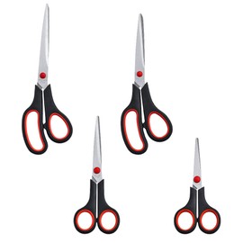 Scissors All Purpose 4-Pack Heavy Duty Set with Thick and Sharp Blades Premium Shears Soft Handles Paper for Office Household Fabric Craft School Supplies Multipurpose Utility Works & Crafts