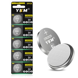 YKM 5 Pack CR2025 Battery DL2025 ECR2025 BR2025 2025 3V Lithium Coin Battery for Airtag Car Remote Key Fob Scale Watch Battery