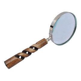 FYNJREX Bronze Brass Magnifying Glass, 4" Lens, 10x Magnification, Antique Finish, Bone Handle