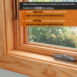 Touri Straight Arm Operator for Anderson Window Crank Replacement (Right Hand) with 8-3/8" Arm Length, Works with Perma-Shield Casement Windows, in Stone Color (1974-1995)