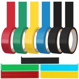 MKBKLLJY 6PCS Electrical Tape Colors 0.6 inch x 16.4 Feet Voltage Level 600V Coloured Electrical Tape Water Oil Resistant Dustproof Easy-Wrap with 50PCS Cable Ties, for Home Vehicle Auto Car