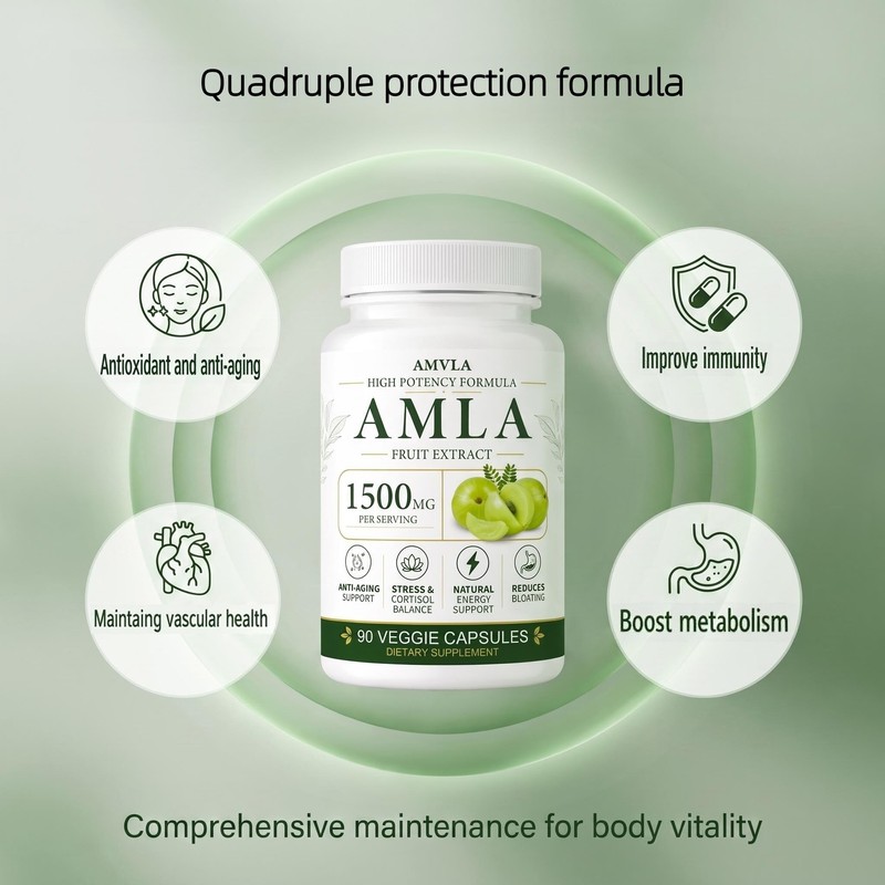 AMVLA Amra Capsules 1500mg - High-Efficacy Fruit Extract |Anti-Aging, regulates