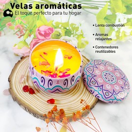 Bluelander Set de 8 Velas Aromaticas Decorativas de 2.2 Oz, Velas Aromaticas 100% Cera Pura de Soya Velas Decorativas Olor Higo, Gardenia, Violeta Persimón Japonés, Contenedor Reutilizable (8 Piezas)