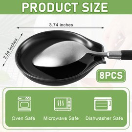Irenare 8 Pcs Ceramic Spoon Rest for Stove Top 3.74 x 3.54 Inch Porcelain Spoon Holder Utensil Rest Dishwasher Safe Cradle for Home Kitchen Accessories (Black)