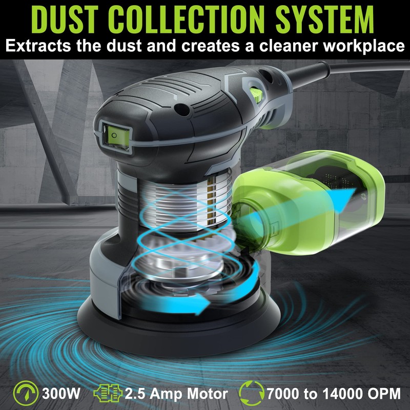 WORKPRO 5-Inch Random Orbit Sander, 6 Variable Speeds 7000 to