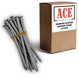 Marking Whisker Stakes 25 Pack - Galvanized Ground Anchors for use with ACE Supply Field Marker Whiskers, 3-1/2" Length