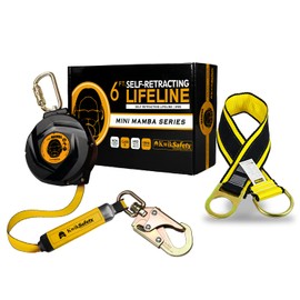 KwikSafety - Charlotte, NC - Mini Mamba 6’ [Combo] Self Retracting Lifeline Carbonate Lightweight Housing Class 1 Web SRL ANSI OSHA Retractable Fall Arrest Safety Roofing Construction