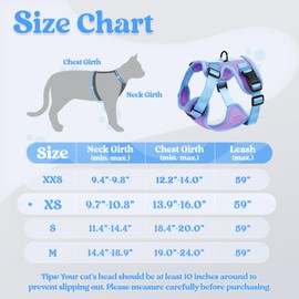 rabbitgoo Cat Harness and Leash Set, Escape Proof Soft Adjustable Vest Harnesses for Outdoor Walking, Easy Control Breathable Kitten Jacket with Reflective Strips, Purple & Blue, XS