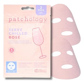 Patchology Serve Chilled Rosé Facial Sheet Mask - Hydrating & Soothing Face Mask with Hyaluronic Acid for Glowing Skin, Rosé Scented Skin Care Treatme