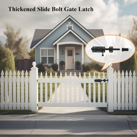 Slide Bolt Gate Latch Thickened Heavy Duty Door Latch Lock 304 Stainless Steel Barrel Bolt Lock Black Solid Gate Lock Door Latches Hardware with Screws and Dust Canister