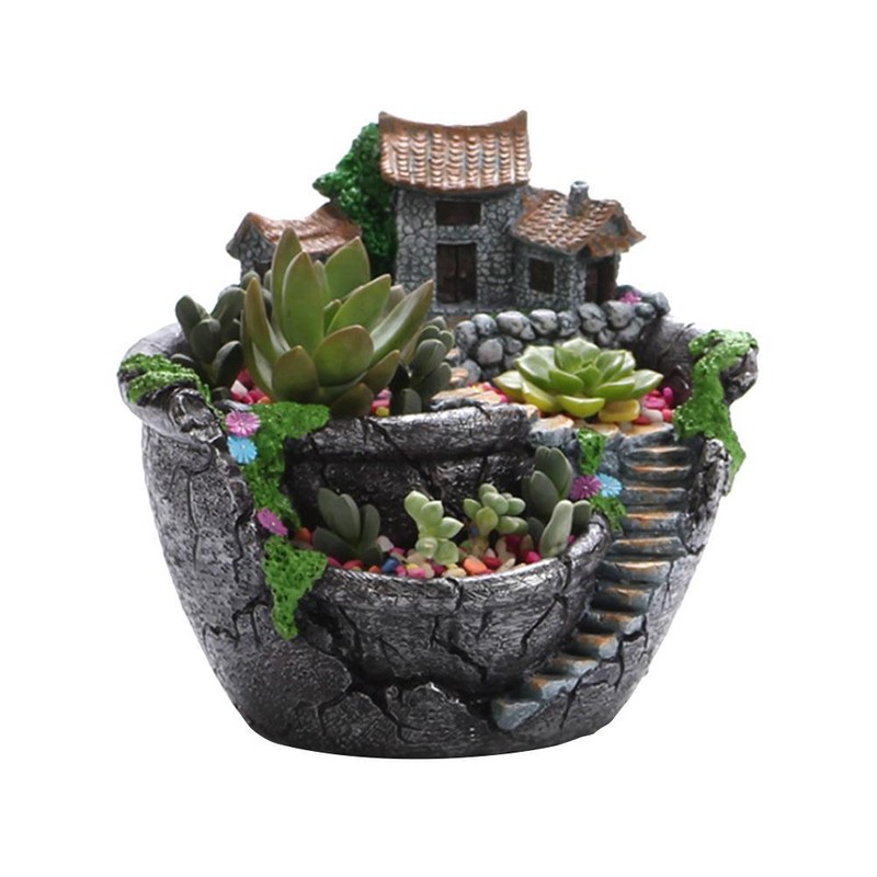 Plants Pot Succulent Plants Pot with Sweet House Flower Basket