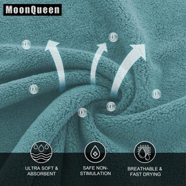 MOONQUEEN Ultra Soft Premium Washcloths Set - 12 x 12 inches - 24 Pack - Quick Drying - Highly Absorbent Coral Velvet Bathroom Wash Clothes - Use as Bath, Spa, Facial, Fingertip Towel (Teal)