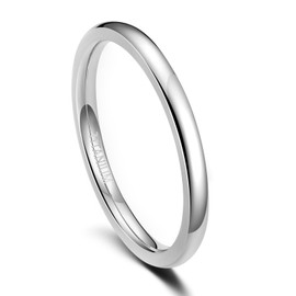TIGRADE 2mm 4mm 6mm 8mm 10mm Titanium Ring Plain Dome High Polished Wedding Band Comfort Fit Size 3-15,2mm,Size 7