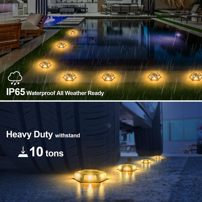 CREPOW Solar Dock Lights Driveway Deck Lights - 8 Packs