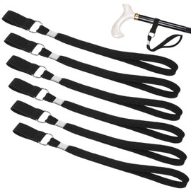 JIEYAO 6Pcs Walking Cane Wrist Strap Replacement, Black Elastic Trekking Pole Handle Straps Band Cane Strap for Collapsible Foldable Walking Stick Standing Canes Single Tip Trekking Pole