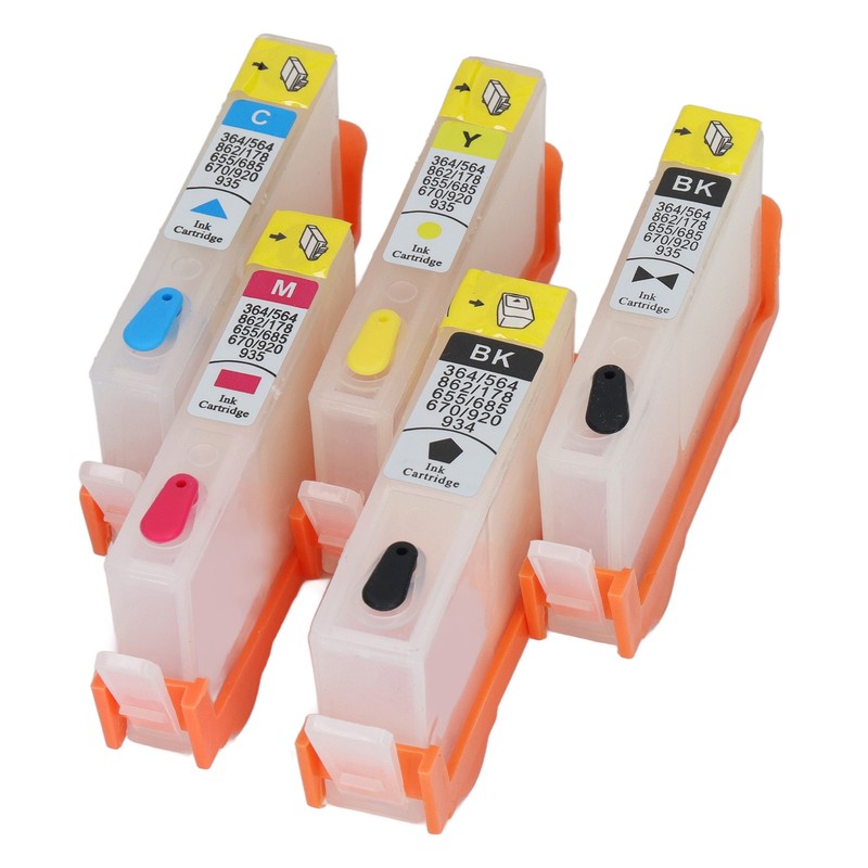 5PCS Ink Cartridge Set BK C M Y Smooth Ink