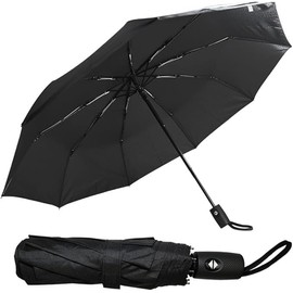 Best House Folding Windproof Travel Umbrella for Rain and Sun Protection- Lightweight, Strong, Compact with Easy Auto Open/Close Button for Men and Women