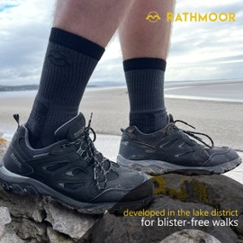 Rathmoor Merino Wool Winter Crew Socks - Walking, Hiking, Cycling Men and Women (Black/Grey, Medium)