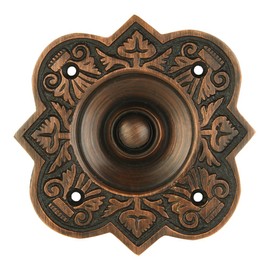 A29 Oil Rubbed Bronze Doorbell Button – 3 3/4" x 3 3/4" – Vintage Style Push Button in Brass with Recess Mount – Antique Finish, Wired for Two-Wire Chimes, Weather Resistant, Easy DIY Installation