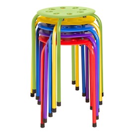 Norwood Commercial Furniture Stacking Stools for Kids and Adults, 17.75" Standard Height Portable Nesting Office and Classroom Stools, Assorted Color, Pack of 5