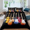 Loussiesd Guitar Printed Bedding Set Teens Rock Music Theme Duvet